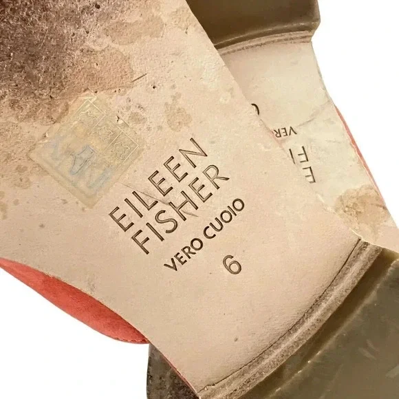 Eileen Fisher Dion Suede Mule Persimmon  Slip Ons Lightly Padded Shoes Coral 6 - Picture 7 of 9
